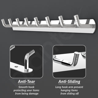 Plantex Wall Hooks for Hanging Cloth/Stainless Steel Towel Hangers/Bathroom Robe Hooks/Door Hangers/Wall Hook Rack/Hook Rail for Hanging Keys - 8 Hooks (Pack of 3, Chrome)