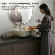 Plantex Ceramic Tabletop Washbasin/Bathroom Basin Sink/Wash Basin for Bathroom/Marble Basin Basin for Restaurant, Hotel (Brown & Grey Veins, 18 x 13 x 5.5 Inch)
