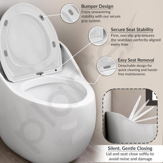 Plantex Imported Platinum Ceramic One Piece Commode Toilet/Rimless Commode/Siphonic Flush Western Toilet with Soft Close Toilet Seat - S Trap (White)