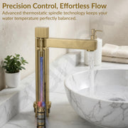 Plantex Brass Wash Basin Mixer Tap/Thermostatic Hot & Cold Basin Mixer Faucet/Deck Mount Pillar Spout for Bathroom Sink - Pack of 1 (APS-4605, Brushed Gold)