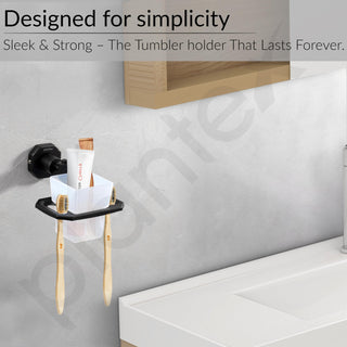 Plantex 304 Grade Stainless Steel Tooth Brush Holder/Tumbler Holder for Wash Basin/Bathroom Accessories - Nipron (Black)