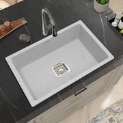 Plantex Quartz Sink for Kitchen/UV Protected Mosaic Grey Kitchen Sink/Granite Single Bowl Sink/Undermount/Topmount (Mosaic Grey-24x18 Inches)