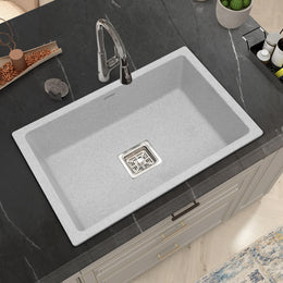 Plantex Quartz Sink for Kitchen/UV Protected Mosaic Grey Kitchen Sink/Granite Single Bowl Sink/Undermount/Topmount (Mosaic Grey-24x18 Inches)