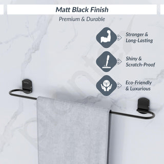 Plantex 304 Grade Stainless Steel 24 inch Towel Rod/Towel Bar/Towel Hanger for Bathroom/Bathroom Accessories - Pack of 1 (Parv-Black)