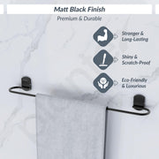 Plantex 304 Grade Stainless Steel 24 inch Towel Rod/Towel Bar/Towel Hanger for Bathroom/Bathroom Accessories - Pack of 1 (Parv-Black)