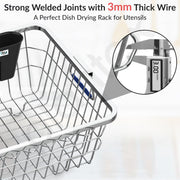 Plantex Heavy-Duty Stainless-Steel Dish Drainer Basket for Kitchen Utensils/Dish Drying Rack/Plate Stand/Bartan Basket (Medium Size-54x42x20cm)