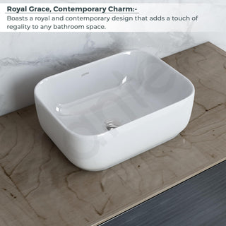 Plantex Ceramic Wash Basin for Bathroom/Table Top Washbasin with 10 Years Glaze Warranty by Plantex/Wash Basin/Basin for Restaurant/Hotel (Glossy White - 16 x 12 x 5.5 inch)