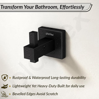 Plantex Stainless Steel Robe Hook for Bathroom/Door Hanger Hook/Wall Towel Hook/Bathroom Accessories - Pack of 1, Aqua (Black)