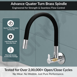 Plantex Pure Brass Kitchen Sink Tap with Brass Wall Flange and Teflon Tape/Wall Mount Kitchen Sink Faucet with Water Saving Aerator - 7 Year Warranty-(FLO-810B)