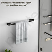 Plantex Aluminium Towel Holder for Bathroom/24 inch Single Towel Rod/Towel Bar/Towel Hanger/Bathroom Accessories -Pack of 1 (1512, Black)