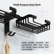 Plantex Aluminum Bathroom Dual Soap Holder with Hook/Soap Stand/Soap Dish/Bathroom Accessories - Black