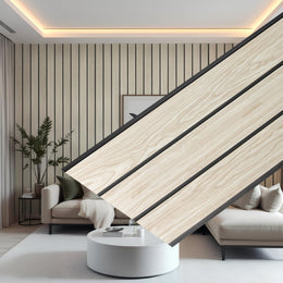 Plantex PVC 3D Wall Panels for Interior Wall DÃ©cor/Eco-Friendly Fluted Louvers Panel for Walls/PVC Panel for Wall 10 Feet/3D Wall Panel Louvers Panel/Pack of 5 Covers 50 Sq. Ft(Ivory Oak)
