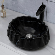 Plantex Ceramic Basin for Bathroom/Table Top Wash Basin/Washbasin for Living Room/Restaurant (Marble Finish, 17 x 15 x 6 Inch)