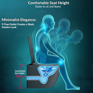 Plantex Imported Ceramic Wall Hung Commode/Rimless Washdown Flush Western Toilet/Commode with Soft Closing Toilet Seat - P Trap (Round - Matt Grey)