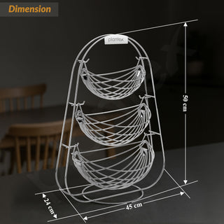 Plantex Stainless Steel 3 Step Swing Fruit and Vegetable Basket/Fruit Basket/Vegetable Basket for Kitchen and Dining Table