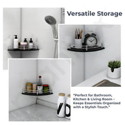 Plantex Glass Corner Shelf for Bathroom/Bathroom Glass Shelf/Bathroom Corner Shelf/Corner Shelf for Kitchen (Black-9x9 Inches-Pack of 1)