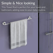 Plantex 304 Grade Stainless Steel Towel Holder in Bathroom/Single Towel Rod for Bathroom/Cloth Hanger/Bathroom Accessories - Nipron (Chrome - 24 inch)