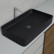 Plantex Black Tabletop Basin for Bathroom/Countertop Wash Basin/Ceramic Bathroom Basin/Washbasin for Restaurant, Hotel(Matt Black Finish, 24 x 13 x 5 Inch)