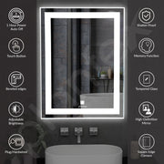 Plantex Metal LED Wall Mirror with Triple-Tone/Touch Mirror for Bedroom/Dressing Room/Living Room - Rectangle Shape (18 X 24 Inch)