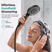 Plantex Hand Shower for Bathroom/5 Mode Multifunctional Shower/5-Inch ABS Plastic Silicone Handheld Shower Head/Easy Mode Switching – (Black, APS-8607)