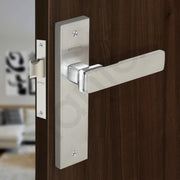 Plantex Heavy Duty Door Lock ÃƒÂ¢Ã¢â€šÂ¬Ã¢â‚¬Å“ Bathroom Door Lock/Mortise 8inch Keyless Plate Handle Set for Home/Bathroom/Store Room/Balcony/Office with Baby Latch (8116, Satin Steel and Chrome)
