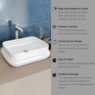 Plantex Platinum Ceramic Wash Basin/Washbasin for Bathroom/Tabletop Wash Basin with 10 Years Glaze Warranty by Plantex/ (Glossy White - 18 x 14 x 5 Inch)