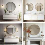 Plantex Mirror for Wall/Aluminium Frame Bathroom Mirror/Round Mirrors for Bathroom/Wall Mount Mirrors for Bedroom/Dressing Room/Living Rooms/Entryway - Shatterproof (24inch-Gold Brushed)