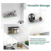 Plantex Premium Transparent Glass Shelf for Bathroom/Kitchen/Living Room - Bathroom Accessories (Polished, 18x6 Inches) - Pack of 3