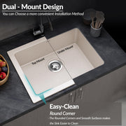 Plantex Quartz Acrylic Kitchen Sink with 10 Years Warranty by Plantex/Undermount Sink for Kitchen/Granite Single Bowl Kitchen Sinks with Coupling (Ultra Brun 21x18 Inches)