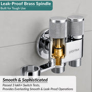 Plantex 2 Way Angle Cock/Stainless Steel Double Outlet Water Valve/Bathroom & Kitchen Tap Connector/Water Faucet - Pack of 1 (Chrome, APS-N-7)