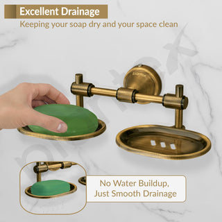 Plantex 304 Grade Stainless Steel Double soap Holder Stand for Bathroom and wash Basin/Bathroom Accessories - Niko (Antique)