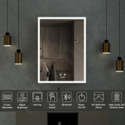 Plantex Luxury Bathroom Cabinet with LED Mirror/304 Grade Stainless Steel Mirror Cabinet/Bathroom Shelf for Wall (19x27 Inch-LED, Defogger & Bluetooth/Chrome)