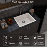 Plantex Quartz Acrylic Kitchen Sink/Undermount Sink for Kitchen with 10 Years Warranty by Plantex/Granite Single Bowl Kitchen Sinks with Coupling (Rayon 21x18 Inches)