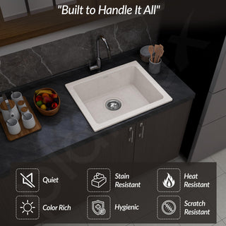 Plantex Quartz Acrylic Kitchen Sink/Undermount Sink for Kitchen with 10 Years Warranty by Plantex/Granite Single Bowl Kitchen Sinks with Coupling (Rayon 16x18 Inches)