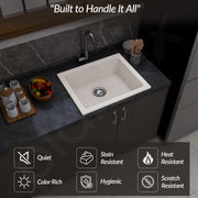 Plantex Quartz Acrylic Kitchen Sink with 10 Years Warranty by Plantex/Undermount Sink for Kitchen/Granite Single Bowl Kitchen Sinks with Coupling (Rayon-24x18 Inches)