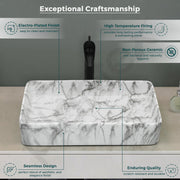 Plantex Table Top Marble Finish Basin/Ceramic Washbasin for Bathroom/Countertop Wash Basin for Home/hotel/Restaurant (24 x 13 x 5 Inch)