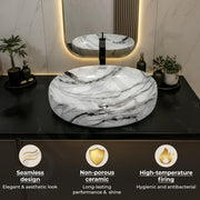Plantex Ceramic Basin for Bathroom/Table Top Ceramic Basin/Washbasin for Bathroom - (CRETA-NS-211-Marble Finish, 23 x 15 x 5.54 Inch)