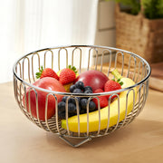 Plantex Stainless Steel Vegetable Basket for Kitchen/Fruit Bowl for Table Top/Wired Vegetable Bowl for Dining Table (Chrome Finish)