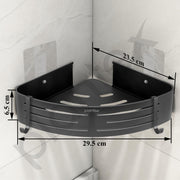 Plantex No Drill Corner Shelf for Bathroom Wall/Aluminium Self Adhesive Shelf/Bathroom Side Corner Shelf with Removable Hooks (9x9 inches, Matt Grey) - Pack of 2