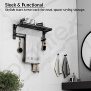 Plantex Self Adhesive Aluminium Bathroom Towel Hanger for Wall/Towel Rack for Bathroom 24 Inch/Bathroom Accessories - Pack of 1 (Black, 6801)