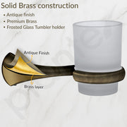Plantex Smero Pure Brass Tooth Brush Holder/Tumbler Holder/Toothpaste Holder/Bathroom Accessories - Contrive (Rich Antique)