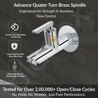 Plantex Pure Brass Bib Tap with Water Saving Aerator/Tap for Wash Basin with Brass Wall Flange and Teflon Tape/Wall Mount Bib Tap- 7 Year Warranty (BAL-502 -Chrome)