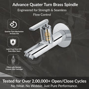 Plantex Pure Brass Bib Tap with Water Saving Aerator/Tap for Wash Basin with Brass Wall Flange and Teflon Tape/Wall Mount Bib Tap- 7 Year Warranty (BAL-502 -Chrome)