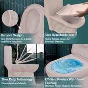 Plantex Platinum Ceramic Rimless Western Commode/Washdown Western Toilet/One Piece Western Commode with Soft Close Toilet Seat Cover - S Trap Outlet (Peach)