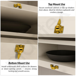 Plantex Cabinet Latch – Heavy-Duty Hatch Case Bolt for Storage Units, Toolboxes, Kitchen Cabinets & Cupboards - Pack of 4 (Gold)