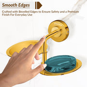 Plantex 304 Grade Stainless Steel Double Soap Holder for Bathroom/Soap Dish/Soap Stand for Bathroom Wall/Bathroom Accessories - Daizy (Golden)