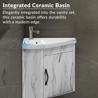Plantex Unbrekable Wall Mount Vanity Cabinet with Washbasin and Mirror/Corner Basin with Cabinet for Bathroom - (484, White)