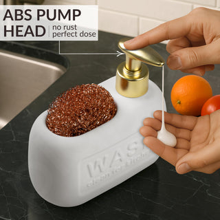 Plantex Ceramic Soap Dispenser with Scruber/Liquid Soap Dispenser/Sink Dish Washing Soap Dispenser Set/Soap Dispenser for Wash Basin Ceramic - Bathroom Accessories