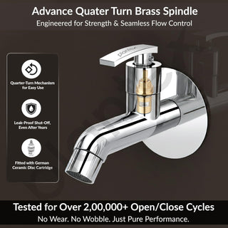 Plantex Pure Brass COL-1002 Long Body Bib Cock for Bathroom with Water Saving Aerator/Wall Mount BibTap with Wall Flange for Bathroom-7 Year Warranty (Chrome)