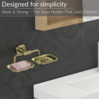 Plantex 304 Grade Stainless Steel Soap Holder for Bathroom/Double Soap Dish/Soap Stand for Kitchen Sink/Bathroom Accessories- Nipron (Brass Antique)